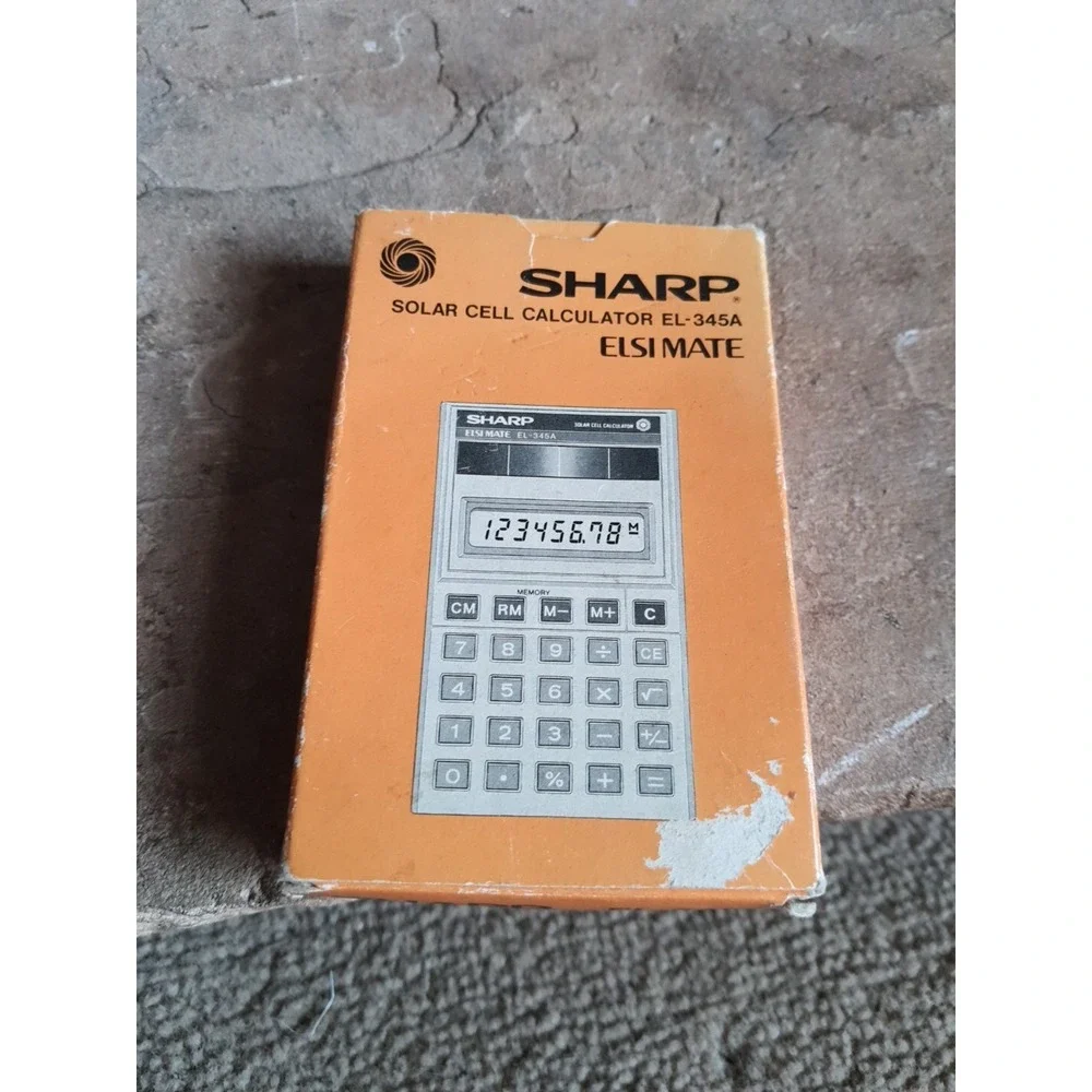 Vintage Sharp ELSIMATE EL-3445A Solar Cell Calculator Blue & White WORKS Korea